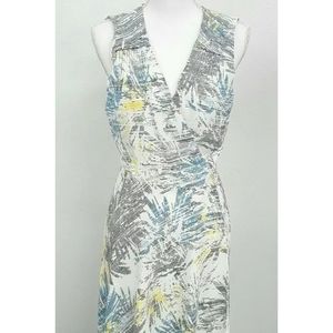 HALSTON Boho Festival Multicolor Yellow Palm Wrap Midi Dress Size M LIKE NEW!